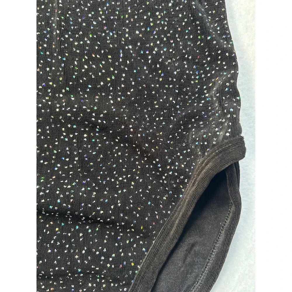 Body Wrappers Girls Black Glitter Tank Leotard Size 12-14 NWT USA